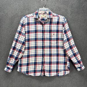 Eastern Mountain Sports Shirt Mens Large Blue Red Plaid Long Sleeve Button Up